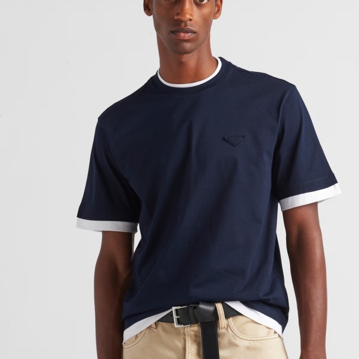 PRADA Chalk WhiteCamel Cotton polo shirt