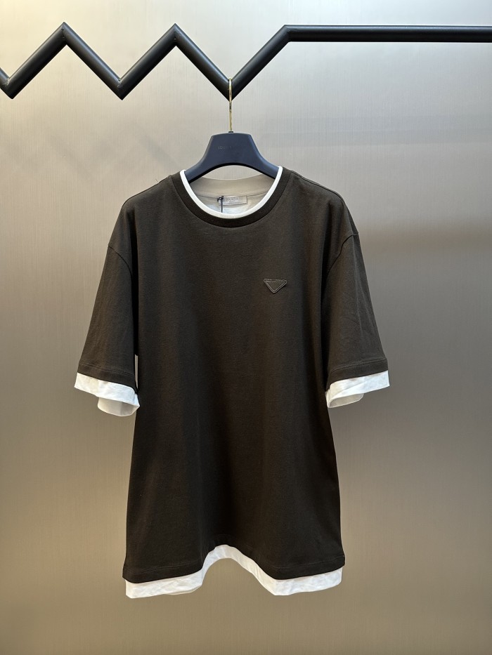 PRADA Chalk WhiteCamel Cotton polo shirt