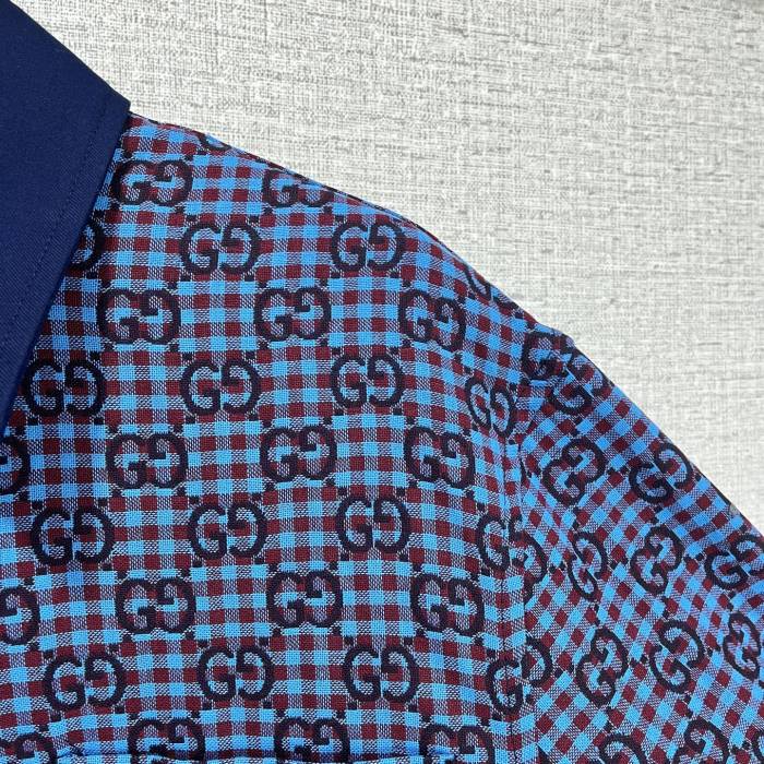 GUCCI GG gingham cotton wool jacket in green and blue