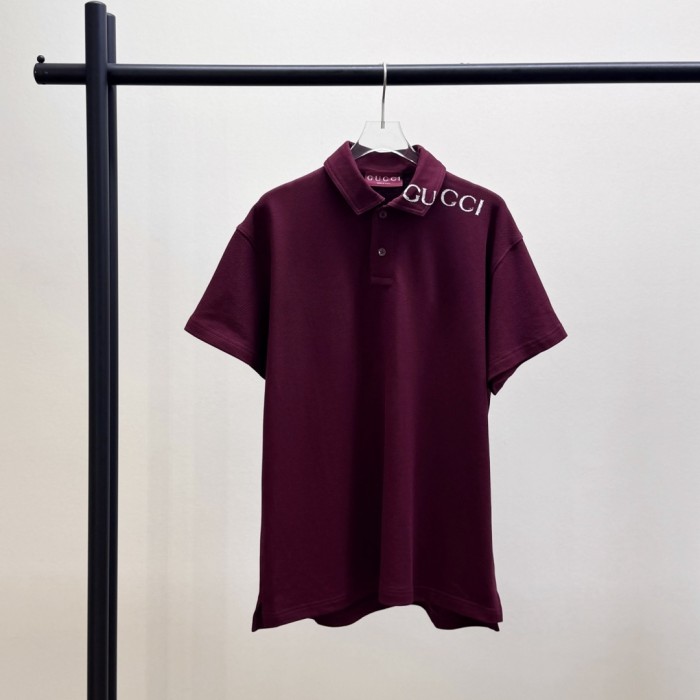 GUCCI Cotton polo shirt in Gucci Rosso Ancora red