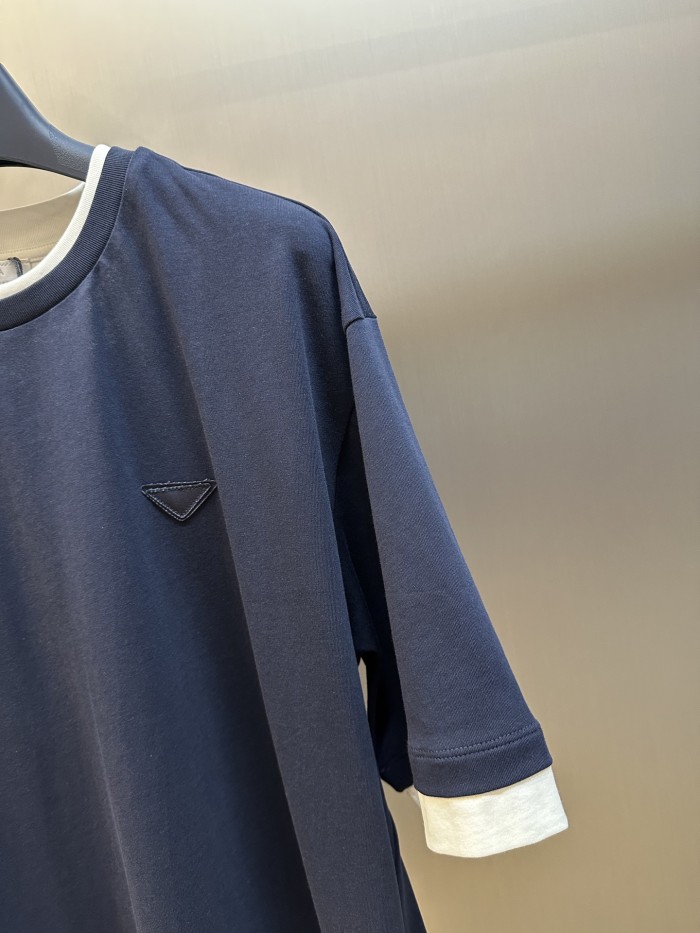 PRADA Chalk WhiteCamel Cotton polo shirt