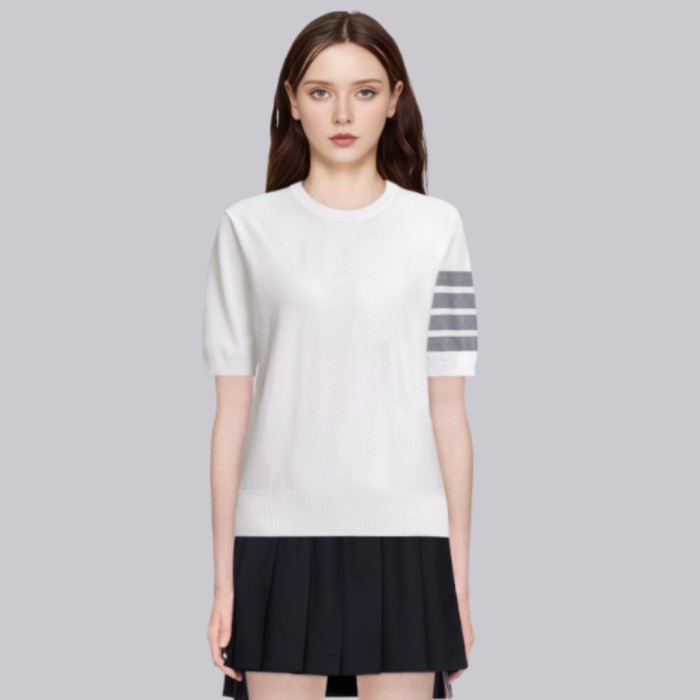 Thom Browne Fine Merino Wool 4-Bar Tee