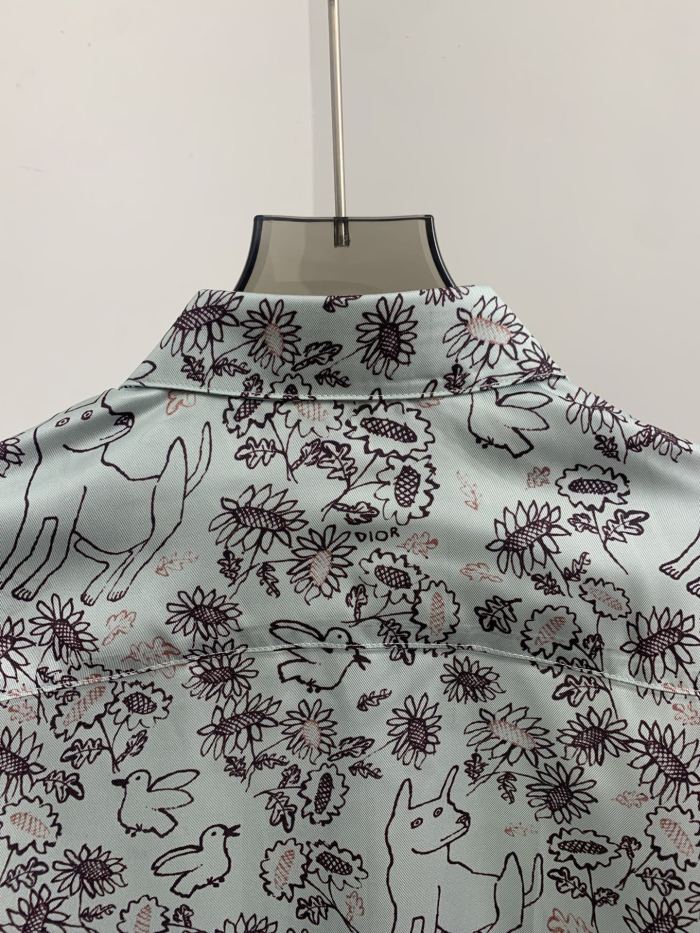 DIOR AND HYLTON NEL Shirt Green Silk Twill