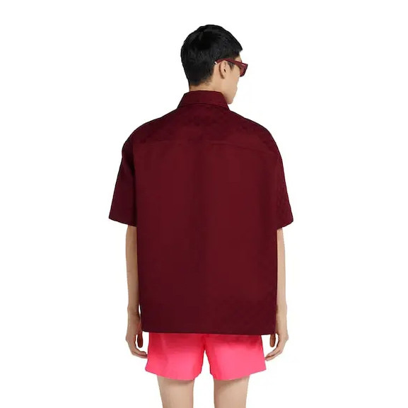 Gucci Oversize GG cotton shirt in Gucci Rosso Ancora red