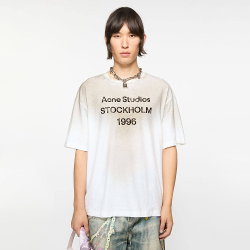 Acne Studios Distressed logo cotton and hemp T-shirt