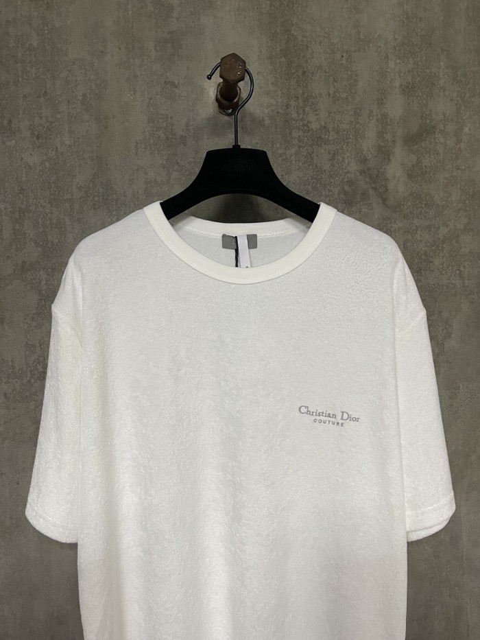 Christian Dior Couture T-Shirt, Relaxed Fit White Terry Cotton