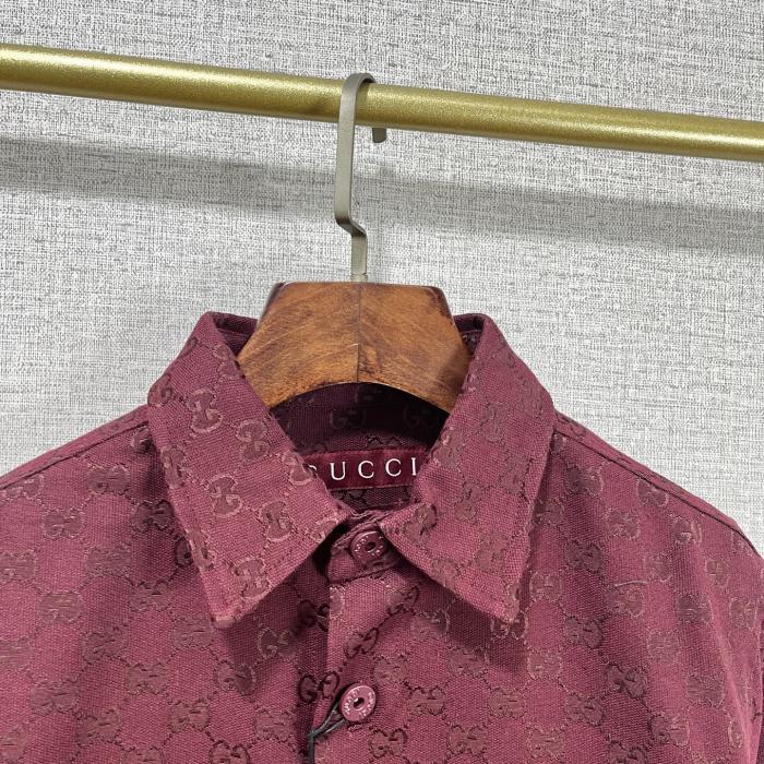 Gucci Oversize GG cotton shirt in Gucci Rosso Ancora red