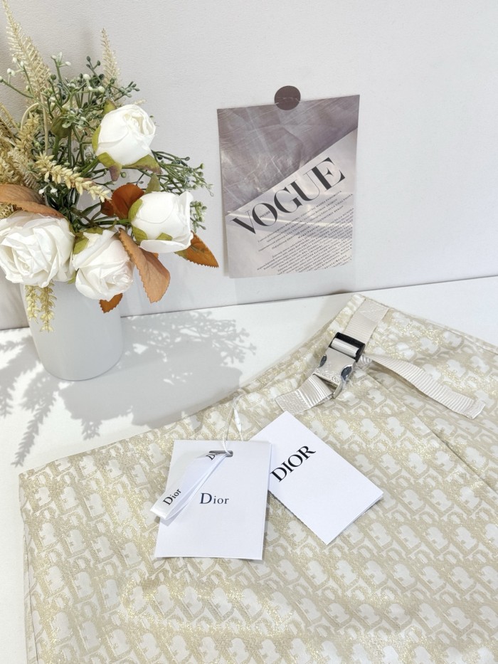 Dior Skort Beige Technical Jacquard Taffeta with Dior Oblique Motif