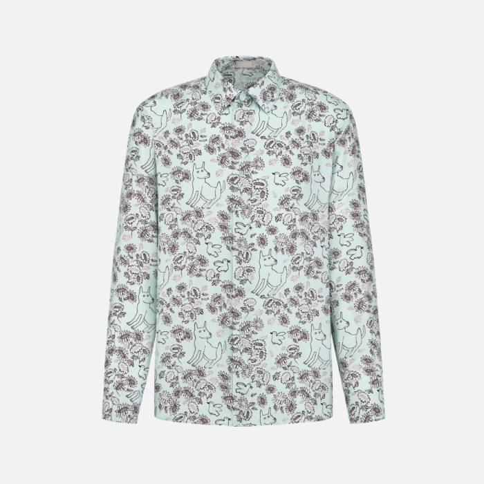DIOR AND HYLTON NEL Shirt Green Silk Twill