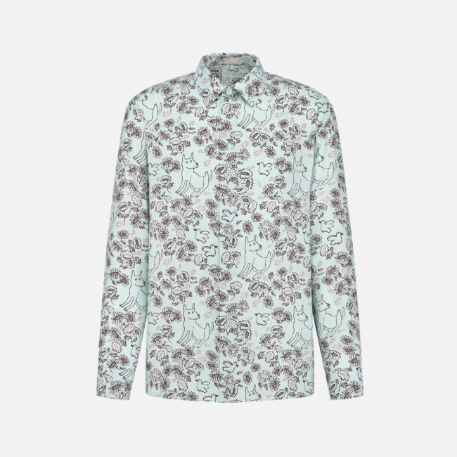 DIOR AND HYLTON NEL Shirt Green Silk Twill