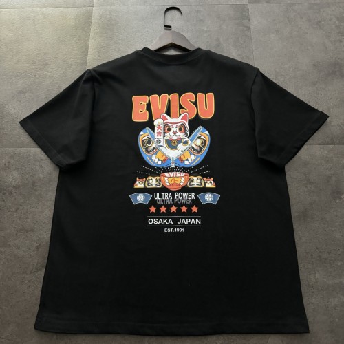 EVISU ZIP-UP DARUMA AND FORTUNE CAT PRINT T-SHIRT  REVERSIBLE