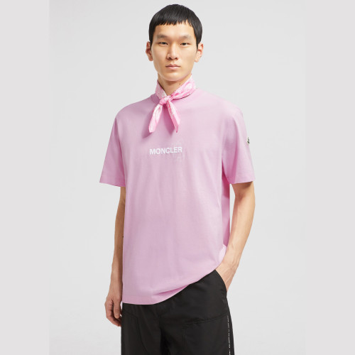 Light Pink Moncler x FRGMT Cartoon Logo Cotton T-Shirt