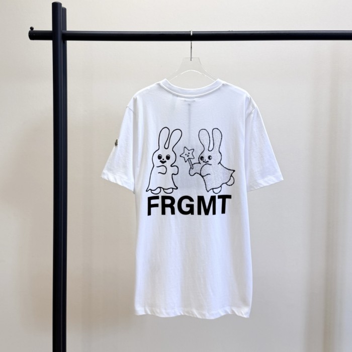 White Moncler x FRGMT Cartoon Logo Cotton T-Shirt