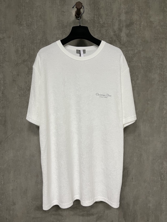Christian Dior Couture T-Shirt, Relaxed Fit White Terry Cotton