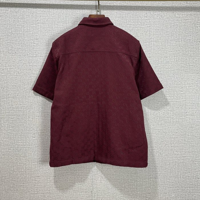 Gucci Oversize GG cotton shirt in Gucci Rosso Ancora red