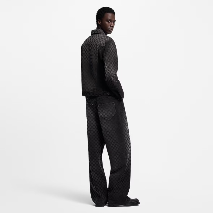 Louis Vuitton Flocked Damier Denim Wide-Leg Pants - Men