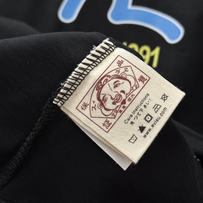 EVISU ZIP-UP DARUMA AND FORTUNE CAT PRINT T-SHIRT  REVERSIBLE