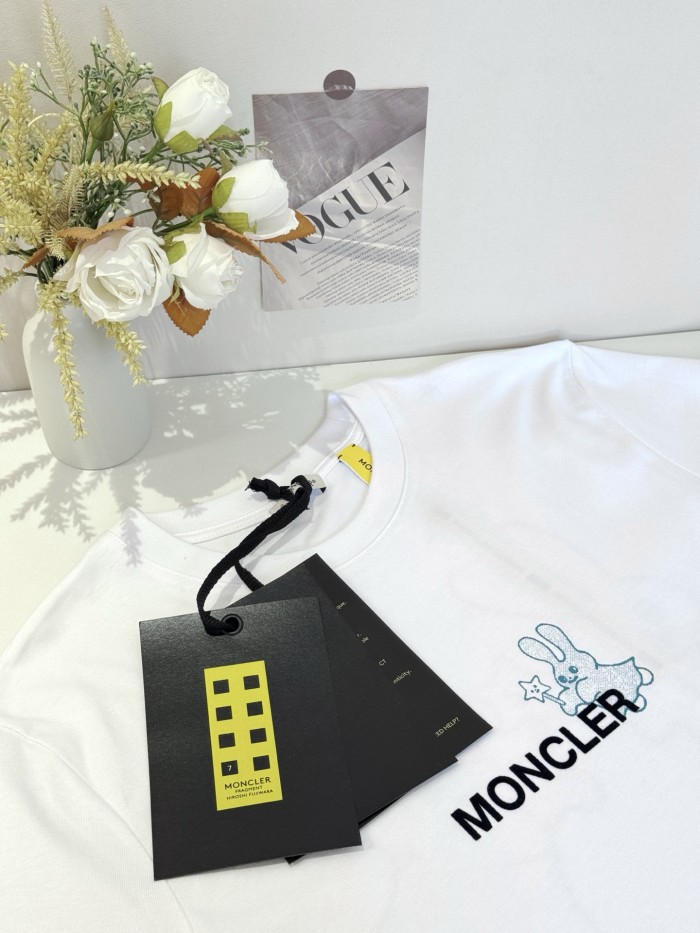White Moncler x FRGMT Cartoon Logo Cotton T-Shirt