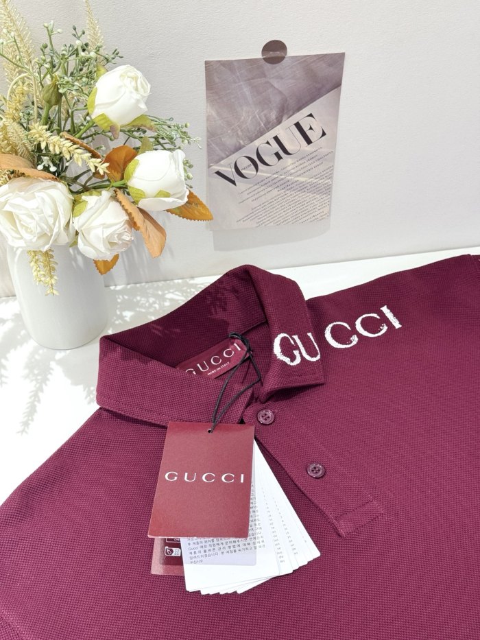 GUCCI Cotton polo shirt in Gucci Rosso Ancora red