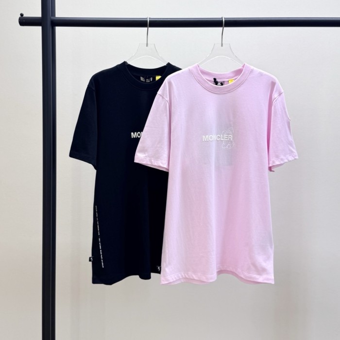 Light Pink Moncler x FRGMT Cartoon Logo Cotton T-Shirt
