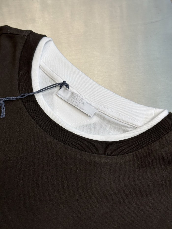 PRADA Chalk WhiteCamel Cotton polo shirt