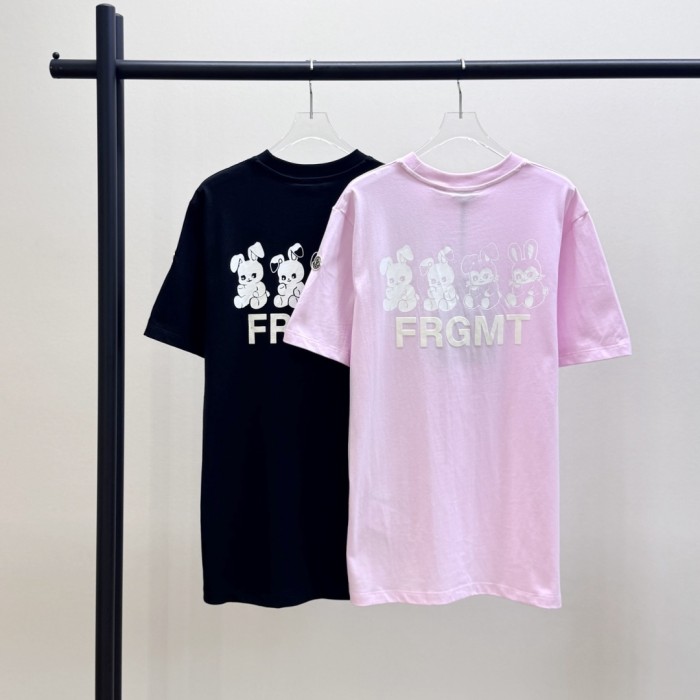 Light Pink Moncler x FRGMT Cartoon Logo Cotton T-Shirt