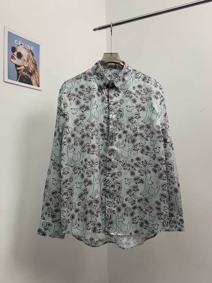 DIOR AND HYLTON NEL Shirt Green Silk Twill