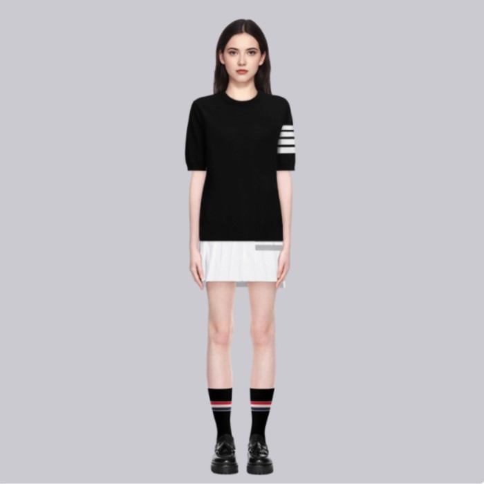 Thom Browne Fine Merino Wool 4-Bar Tee