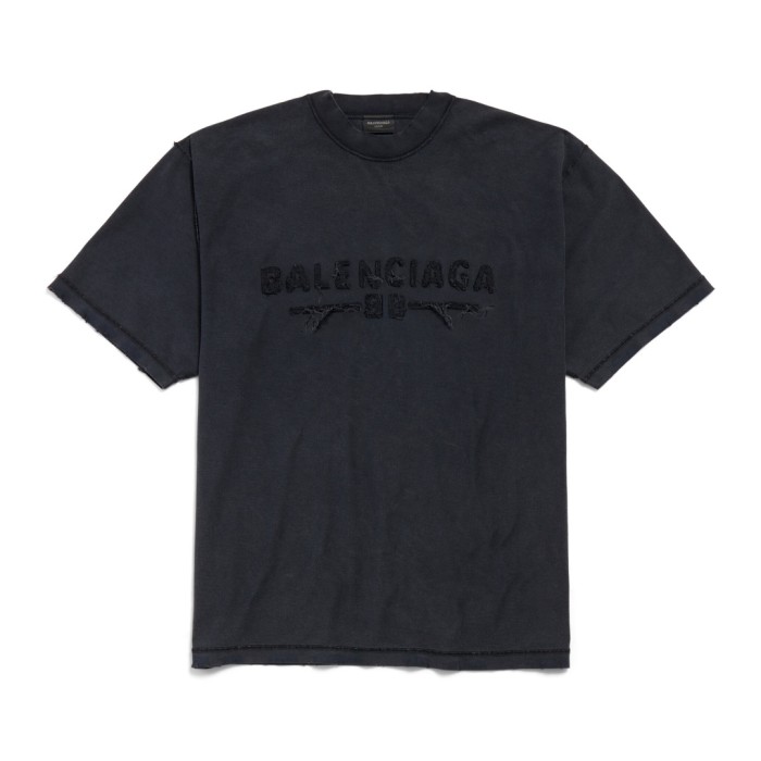 Balenciaga Men's Inside-out T-shirt Medium Fit in Black Faded