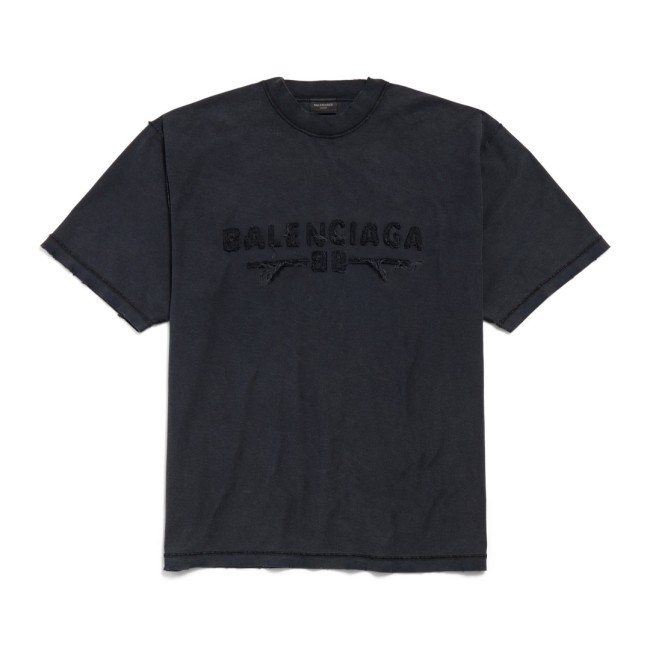 Balenciaga Men's Inside-out T-shirt Medium Fit in Black Faded