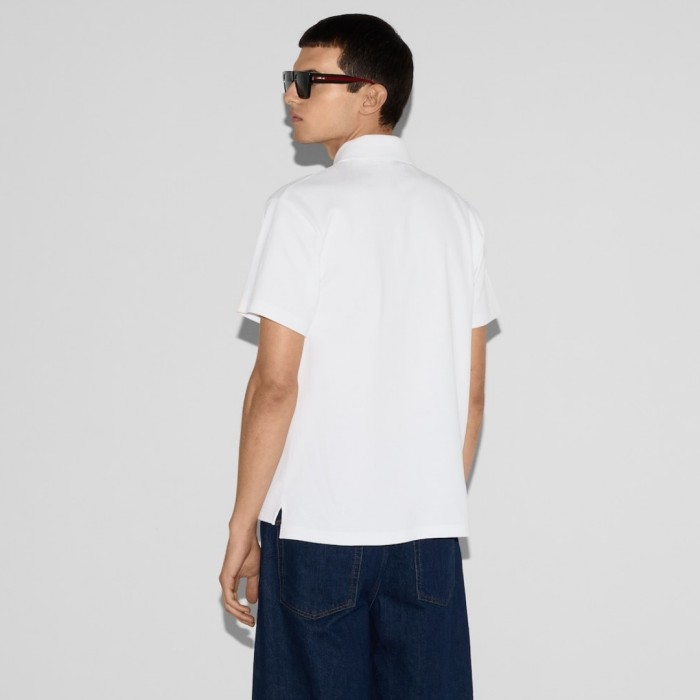 GUCCI Cotton polo shirt in Gucci Rosso Ancora red