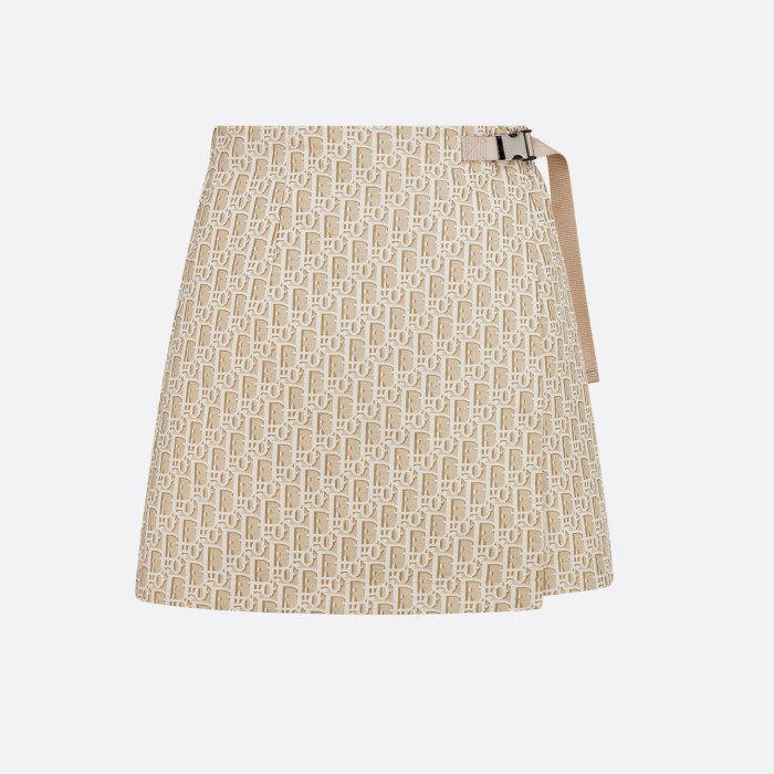 Dior Skort Beige Technical Jacquard Taffeta with Dior Oblique Motif