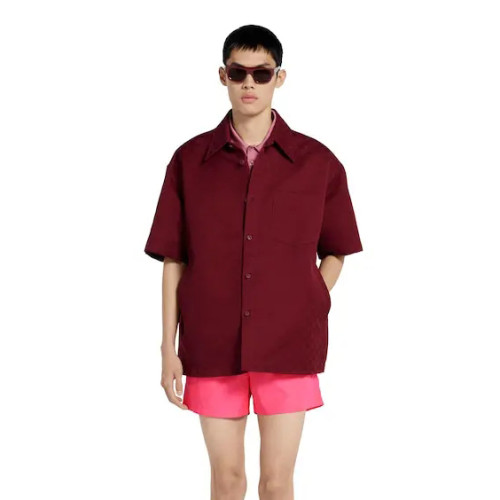 Gucci Oversize GG cotton shirt in Gucci Rosso Ancora red