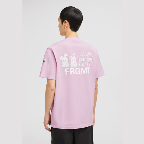 Light Pink Moncler x FRGMT Cartoon Logo Cotton T-Shirt