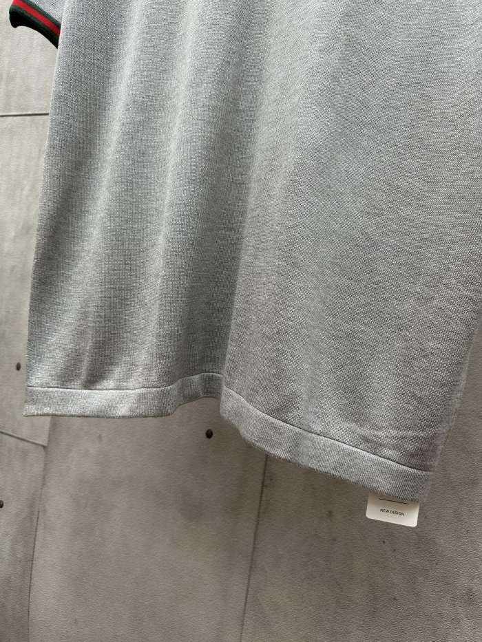 GUCCI Lamé knit polo shirt in silver