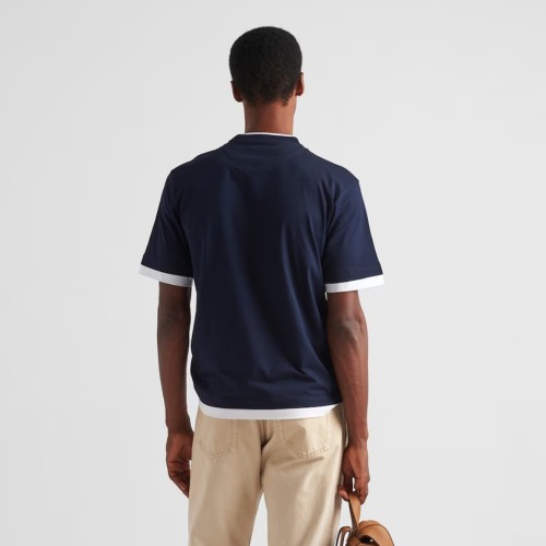 PRADA Chalk WhiteCamel Cotton polo shirt