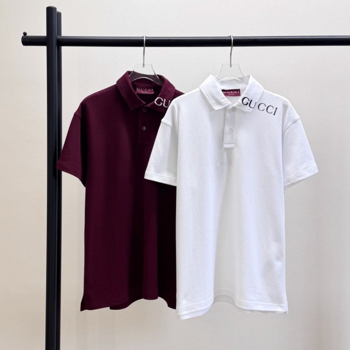 GUCCI Cotton polo shirt in Gucci Rosso Ancora red