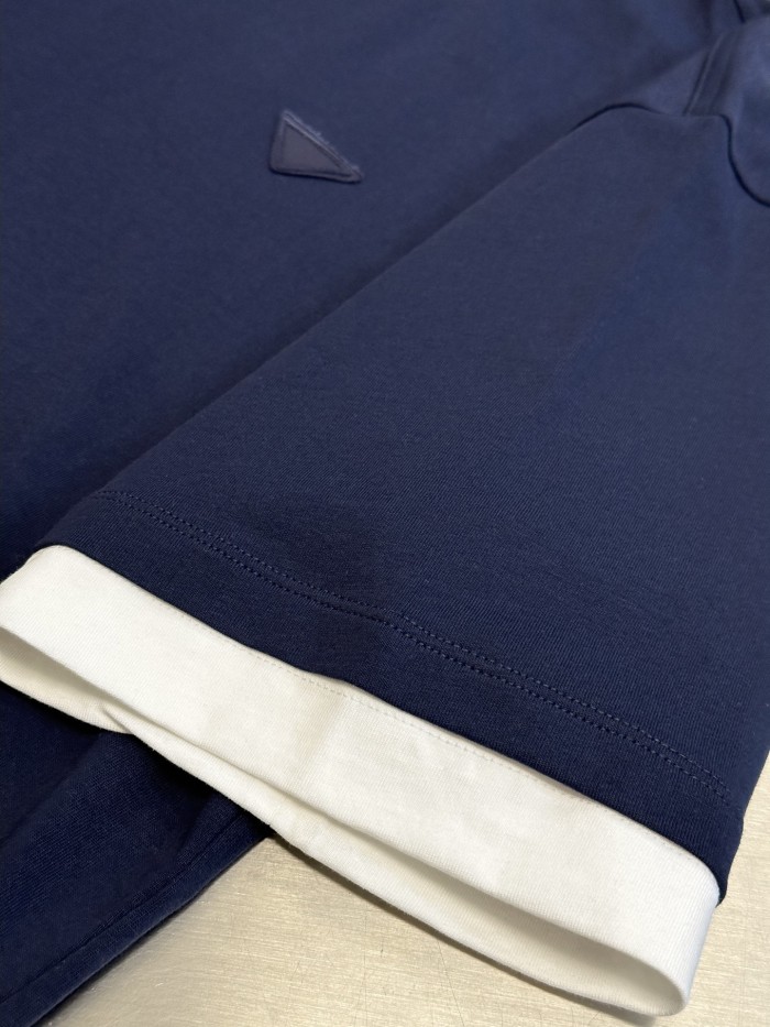 PRADA Chalk WhiteCamel Cotton polo shirt