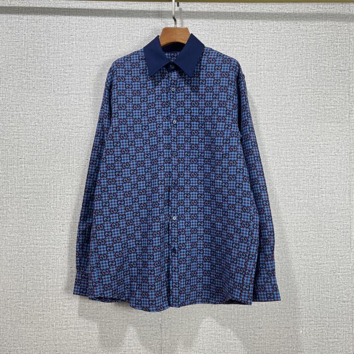 GUCCI GG gingham cotton wool jacket in green and blue