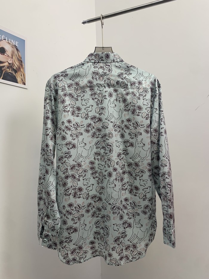 DIOR AND HYLTON NEL Shirt Green Silk Twill