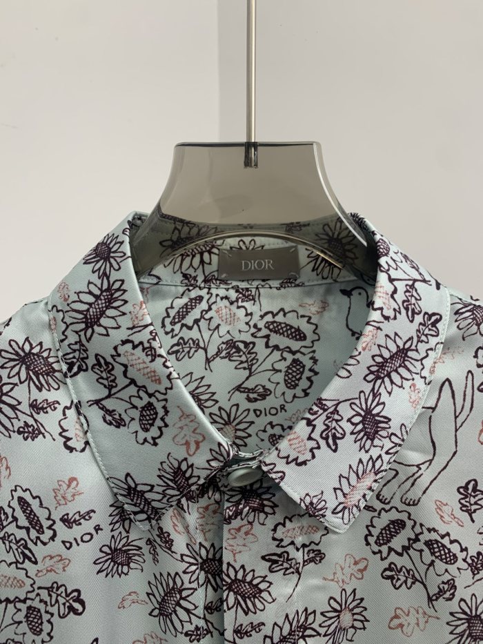 DIOR AND HYLTON NEL Shirt Green Silk Twill