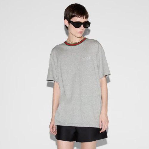 Gucci Web-Stripe Jersey T-shirt  Grey