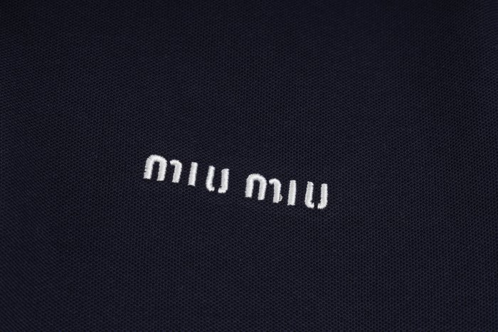 MiuMiu Short Sleeve Polo Top in Blue