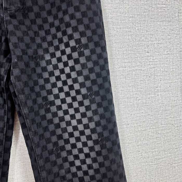 Louis Vuitton Flocked Damier Denim Wide-Leg Pants - Men