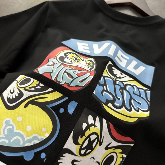 Evisu cotton t-shirt men's black