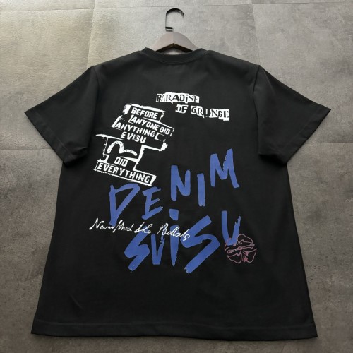 Black Evisu Seagull Graffiti Print T-Shirt