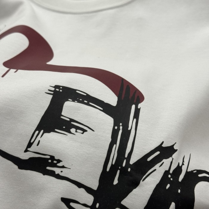 White Evisu Seagull Graffiti Print T-Shirt