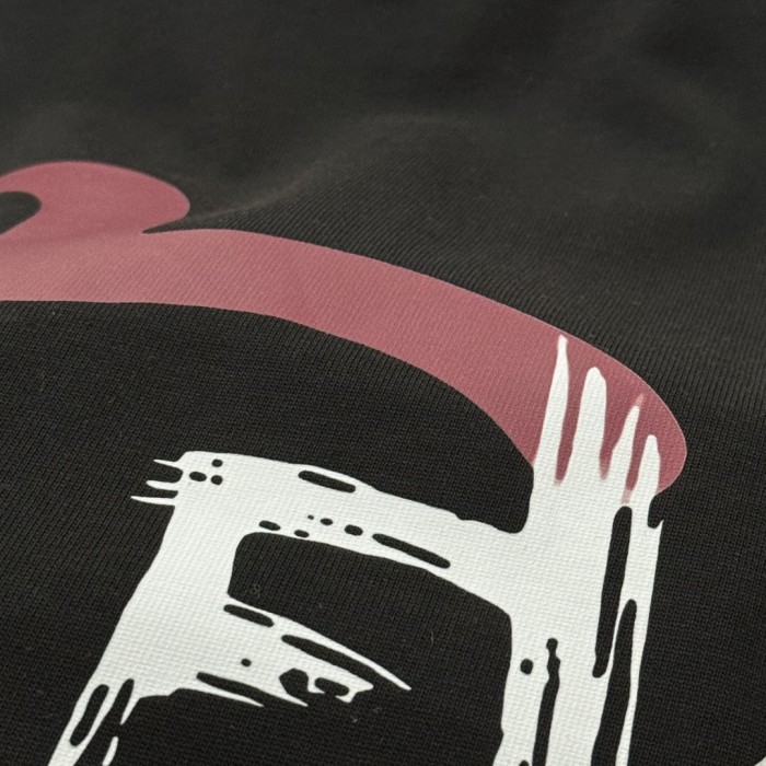 Black Evisu Seagull Graffiti Print T-Shirt