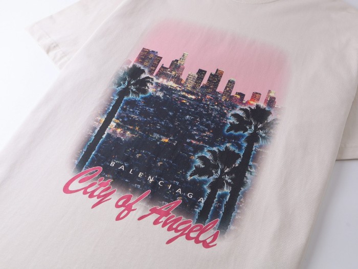 Balenciaga City Of Angels T-shirt Medium Fit in Black Faded