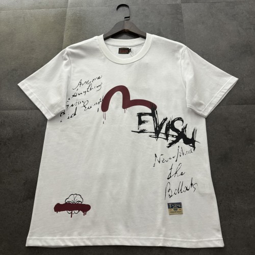 White Evisu Seagull Graffiti Print T-Shirt